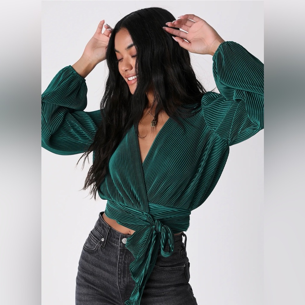 Lulu's Teal Wrap Blouse